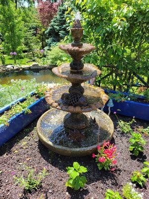 Fountain near table