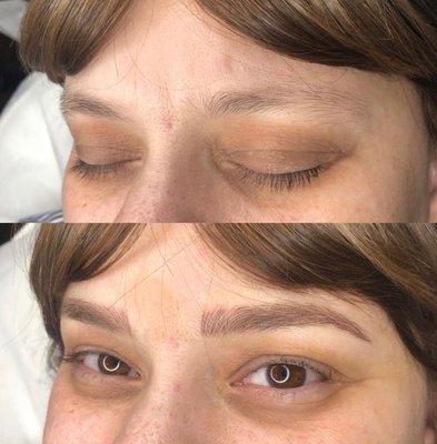 Microblading - A semipermanent technique for enhancing the appearance of the eyebrows. Let me do for you what I did for her.