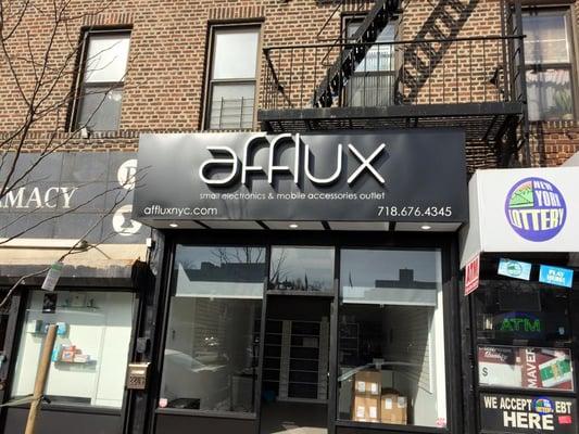 Outside Afflux store at Bath Ave, Brooklyn