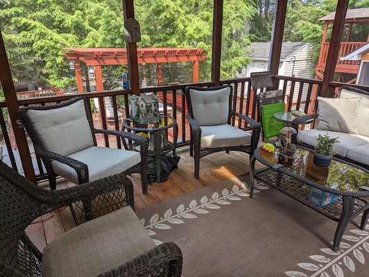 Outdoor Lounge set recently done with durable outdoor fabric from Greenhouse. in Rock Hill,