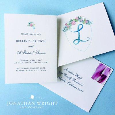 A sweet Bridal Shower Invite featuring a custom Monogram.