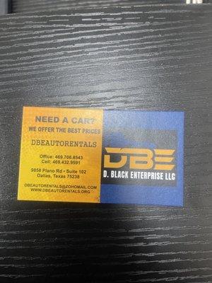 Company business card.