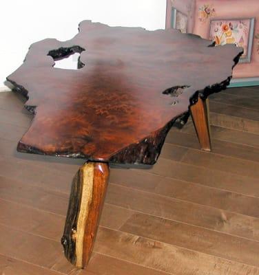 Redwood burled table with Mesquite legs