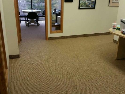 Commercial carpet tiles.