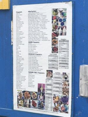 Menu on the back of the building