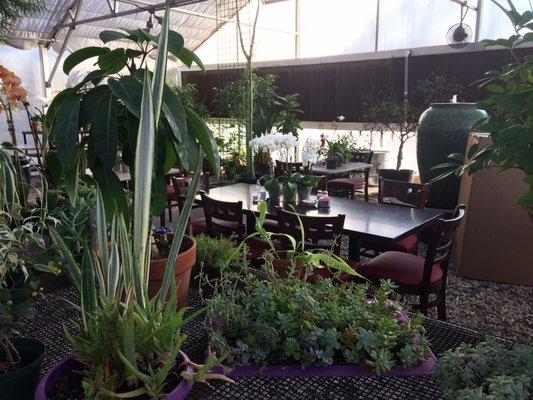 Greenhouse with seating