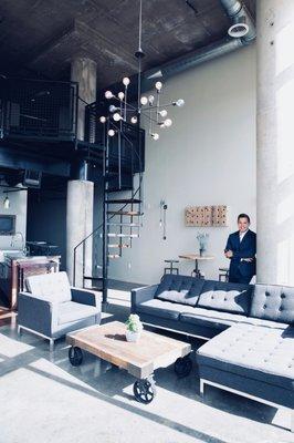 Austin Killian showing a loft in Uptown Dallas.