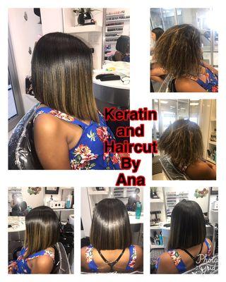 Haircut and keratin