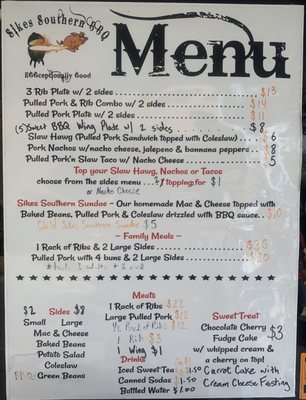 Menu, Sikes Southern BBQ LLC Food Truck, Motto "Eggceptionally Good", Tampa