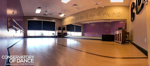 Studio A - Every room is equipped with sprung dance floors to protect our dancers.