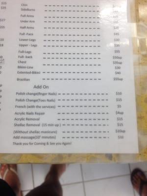 Price list for services; part 3/3.