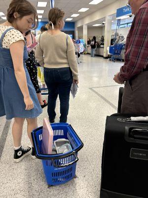 Long line into the back of the store