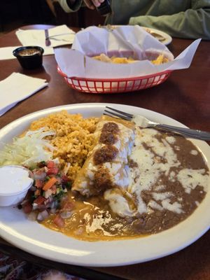 Ground beef enchilada lunch special