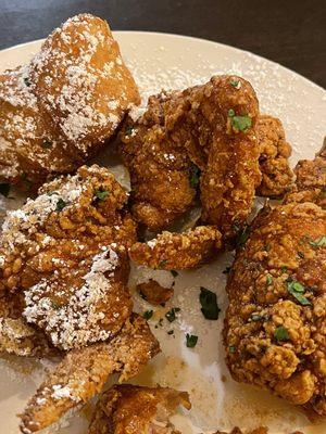 Chicken and beignets