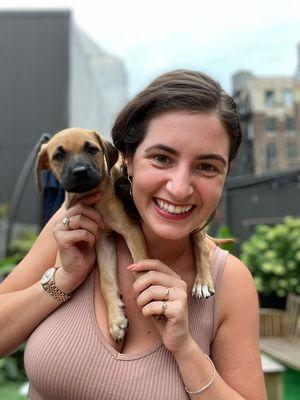 Leah and a foster puppy