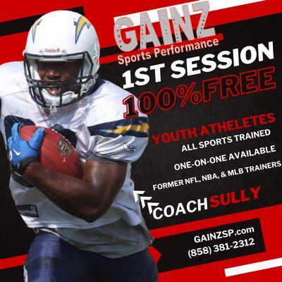 Youth Training! Redeem your 1st FREE session & assessment when you fill out the contact form on our website. Former NBA, NFL, MLB athletes!!