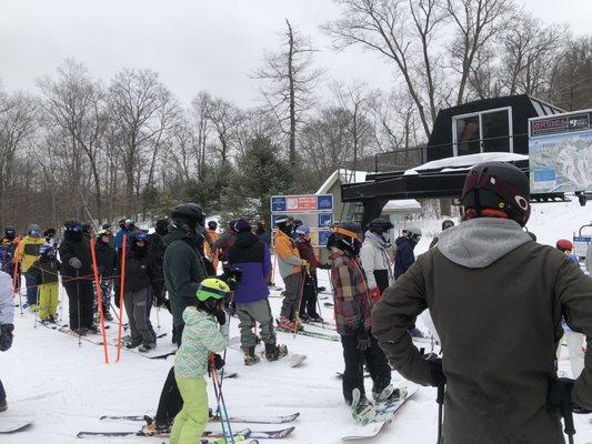 A portion of the line for the one operational lift while the other one is closed.