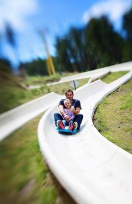 2000 ft long alpine slide! Ride slow in the left lane or up to 40 mph in the right lane!