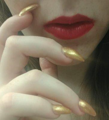 My Nails, done at Rossano Salon. Gold. Beautiful.