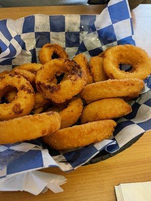 Onion rings appetizer, with some already eaten!