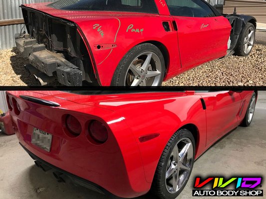 Before and after paint job on this pretty C6 Corvette.