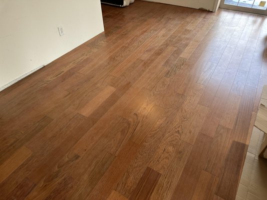 OUR TEAM INSTALLED THIS PREFINISHED ENGINEERED BRAZILIAN CHERRY FLOORING.