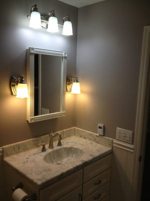 They repainted the master bathroom. Beautiful job.