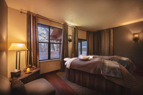 Living Waters Spa overlooks the Sacramento River offering customizable relaxation massages, including side-by-side massages.