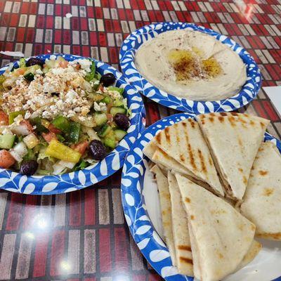 salad and hummus