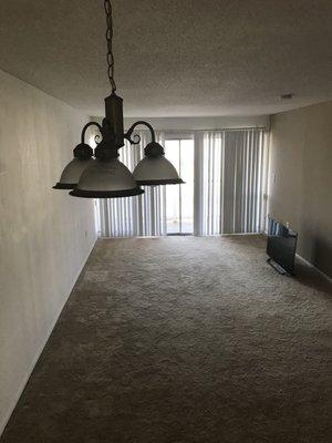 1 bedroom 600 something sqft has balcony. Sliding doors. Living room/ dining room