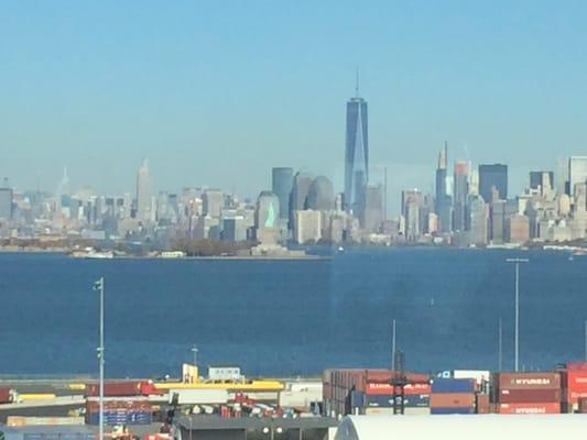 The view from the Anthem of the Seas docked at Cape Liberty New Jersey