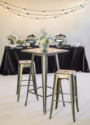 Gun Metal Cocktail Table and Barstools