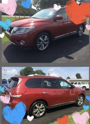 Thanks to Finish Line Auto Sales I have a Nissan Pathfinder! I love the Car and  Cathy and Tim are so nice they really treat you like family