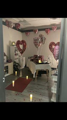 Spa studio  Valentines Day decor