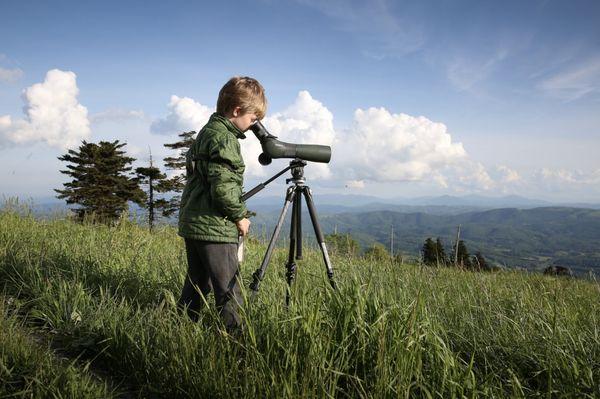 Using the spotting scope during Ornithology Camp