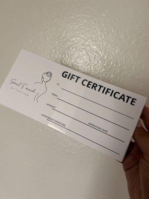 Gift certificates available!