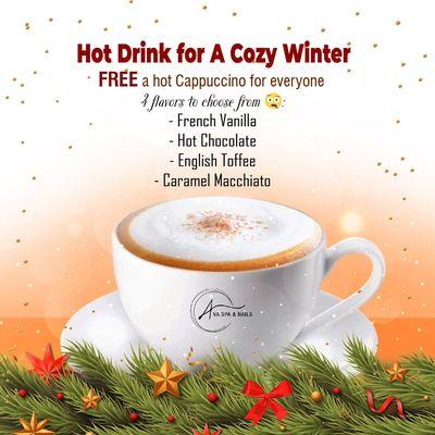 Free Hot Drink Cappuccino for A Cozy Winter.