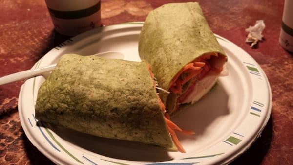 Turkey wrap with cheese and extra veggies