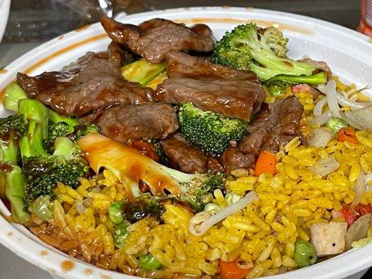 Beef Broccoli with Fried Rice