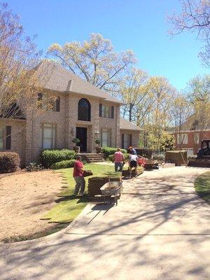 Old grass removal and sod installation