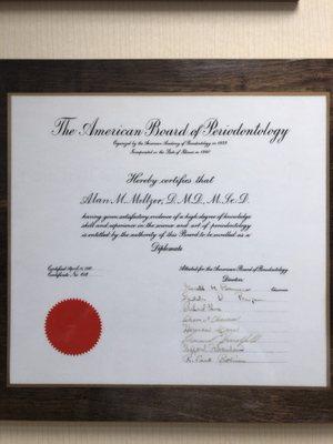 Diplomate - American Board of Periodontology