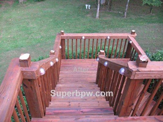 Superb Pressure Washing deck restoration - Mahogany stain