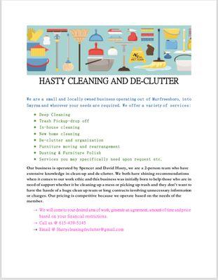 Hasty Cleaning and Declutter