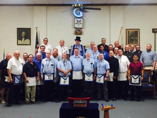 Some of the Masons of Escalon and nearby lodges after a conferring a degree. Photo courtesy of the Lodge.