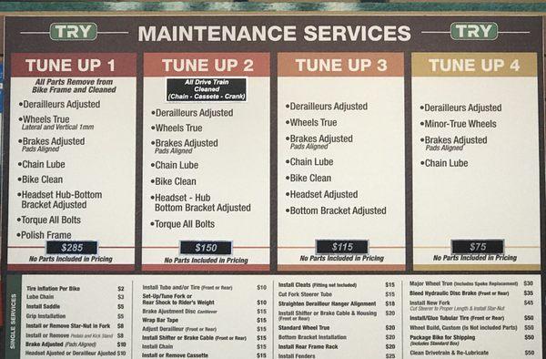 Tune up price list!