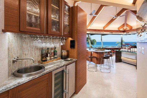 New Wet Bar in Maui Remodeled Hallway