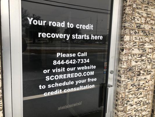 Your road to credit recovery starts here.  Free credit consultations call 844-642-7334 or visit scoreredo.com