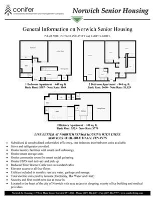 General unit floor plans at Norwich Sr. Housing.