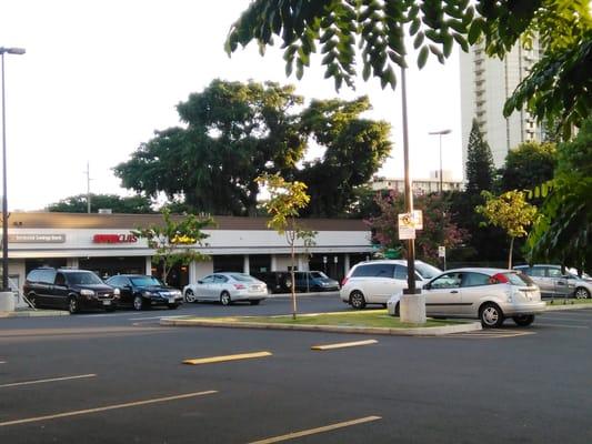 Inside the shopping center...parking lot area