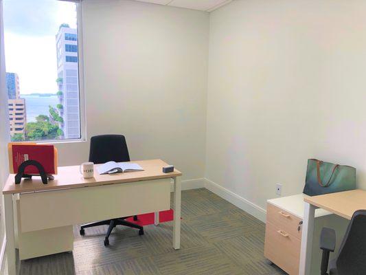 Private office with two desks and ocean view